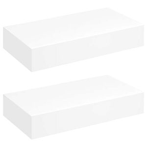 vidaXL Wandplanken zwevend met lades 2 st 48 cm wit