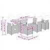 vidaXL 9-delige Bistroset met kussens poly rattan grijs