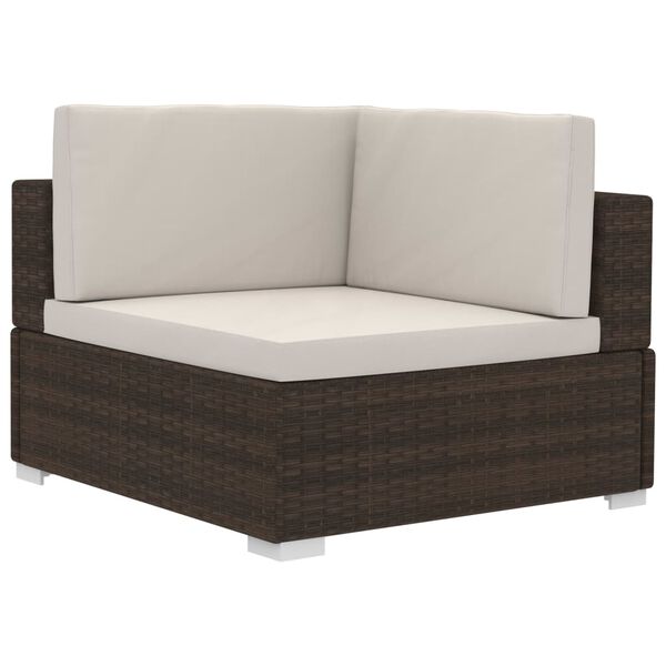 vidaXL 4-delige Loungeset met kussens poly rattan bruin