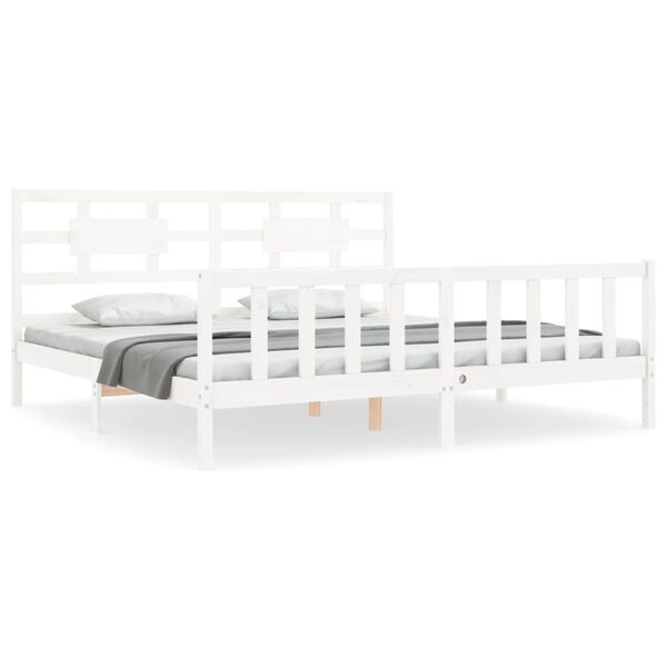 vidaXL Bedframe zonder matras massief grenenhout wit 200x200 cm