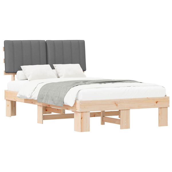 vidaXL Bedframe met Gevoerd Hoofdgedeelte Lichtgrijs 120 x 190 cm