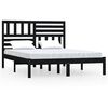 vidaXL Bedframe massief grenenhout zwart 135x190 cm