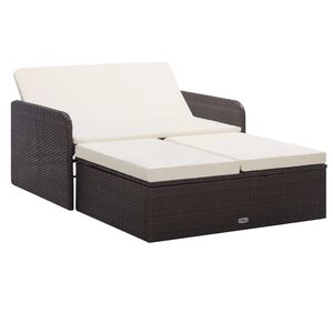 vidaXL 2-delige Loungeset met kussens poly rattan bruin