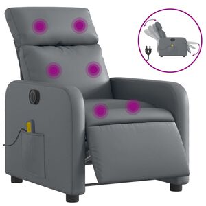 vidaXL Massagestoel verstelbaar elektrisch kunstleer grijs