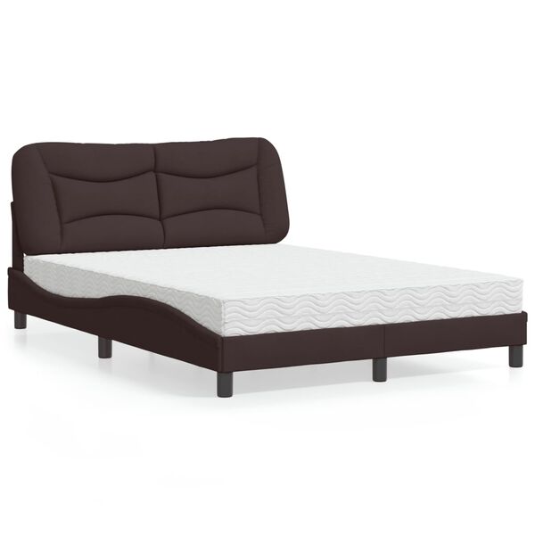 vidaXL Bed met matras "Hvar" stof donkerbruin 140x200 cm