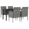vidaXL 5-delige Tuinset poly rattan en staal grijs en zwart