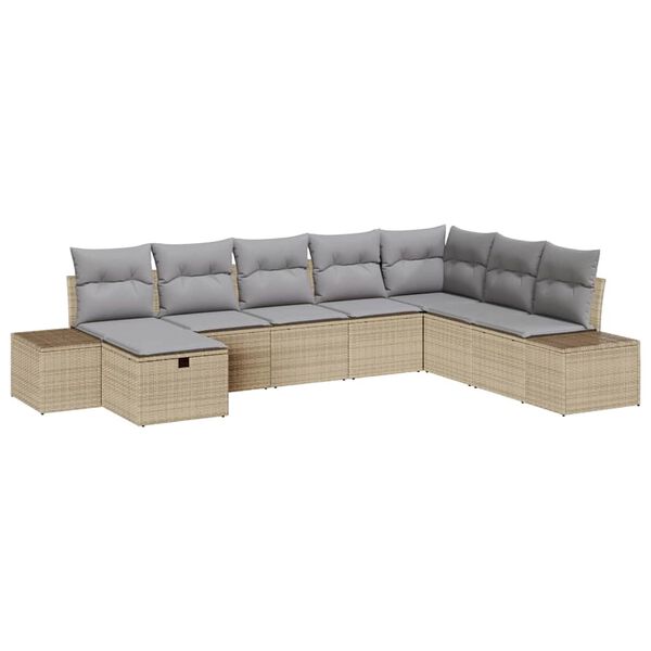 vidaXL Tuin Sofa Set met kussen 8 pcs Beige 55 x 62 x 69 cm Poly riet