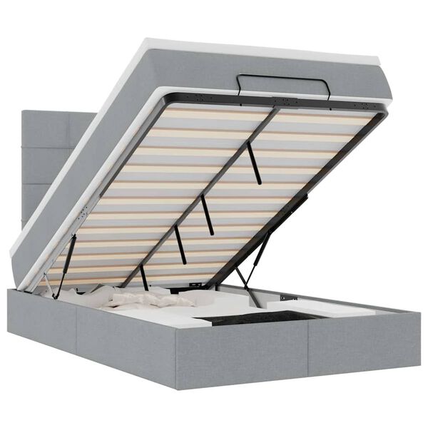 vidaXL Ottoman bed met matras 120x200cm stof lichtgrijs