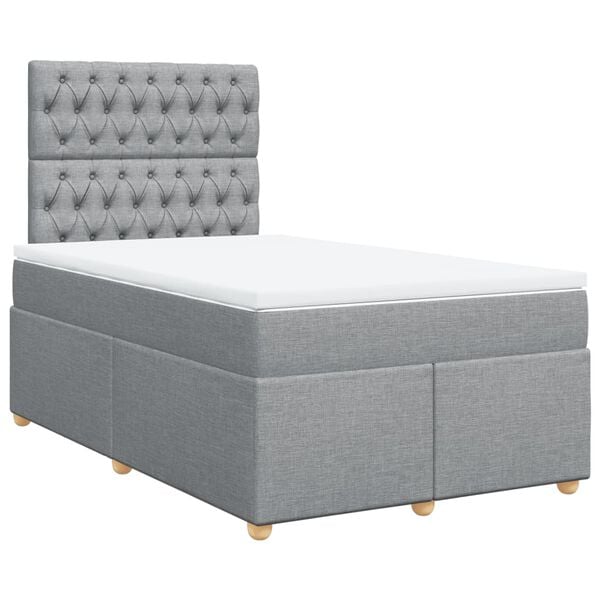vidaXL Boxspring met matras stof lichtgrijs 120x190 cm