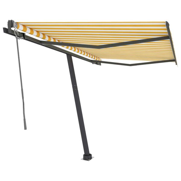 vidaXL Luifel vrijstaand automatisch 350x250 cm geel en wit