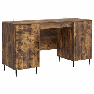vidaXL Bureau met plank Gerookt eiken 142,5 x 50 x 75 cm Bewerkt hout