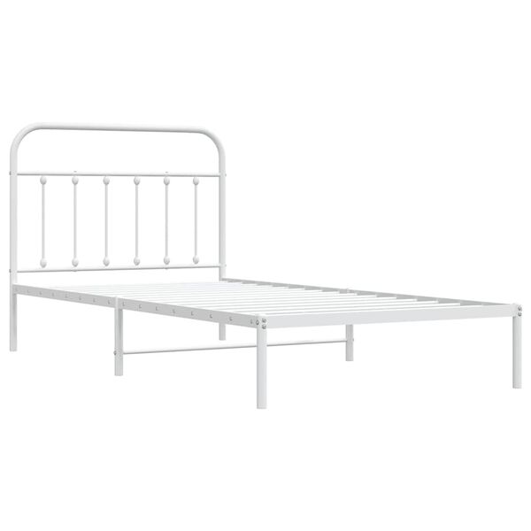 vidaXL Bedframe met hoofdbord metaal wit 107x203 cm