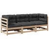 vidaXL 3-delige Loungeset met kussens massief grenenhout