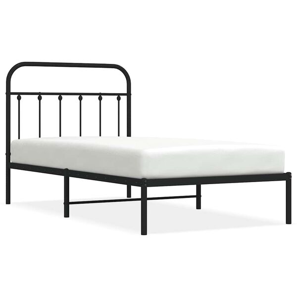 vidaXL Bedframe met hoofdbord metaal zwart 100x190 cm