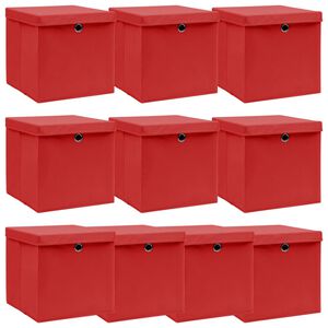 vidaXL Opbergboxen met deksel 10 st 32x32x32 cm stof wit