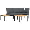 vidaXL 3-delige Loungeset met kussens aluminium zwart