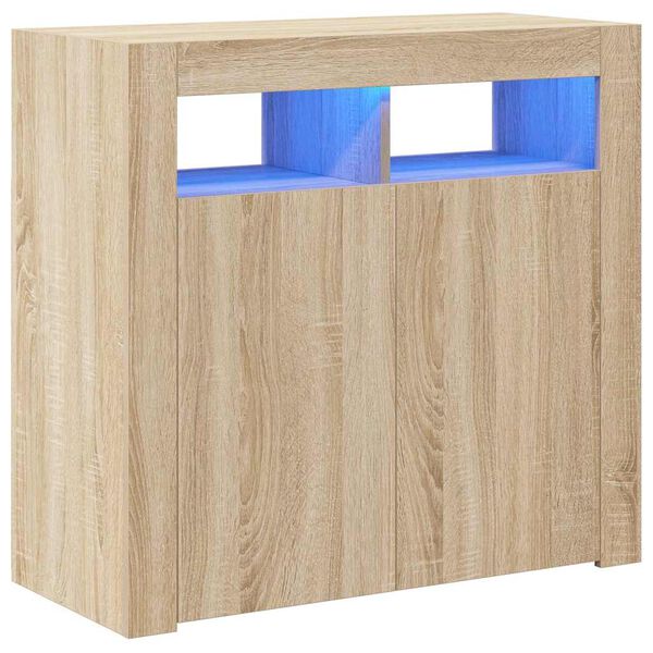 vidaXL Dressoir met LED-verlichting 80x35x75 cm sonoma eikenkleurig