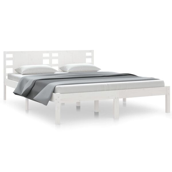 vidaXL Bedframe massief hout wit 150x200 cm