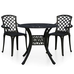vidaXL 3-delige Bistroset gietaluminium zwart