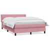 vidaXL Boxspring met matras fluweel roze 160x220 cm