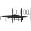 vidaXL Bedframe met hoofdbord metaal zwart 135x190 cm