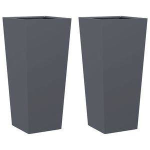 vidaXL Plantenbakken 2 st 35x35x75 cm staal antracietkleurig