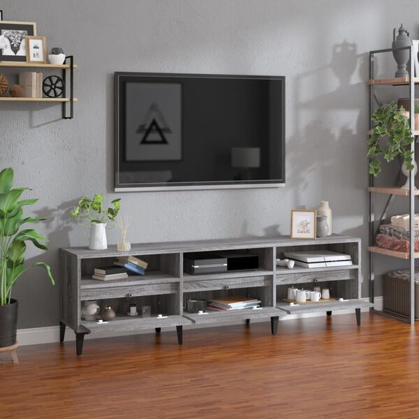 vidaXL Tv-meubel 150x30x44,5 cm bewerkt hout grijs sonoma eikenkleurig