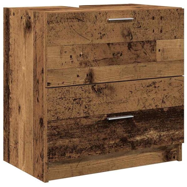 vidaXL Badkamer Kast met lade Oud Hout 59 x 37 x 59 cm Bewerkt hout