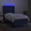 vidaXL Boxspring met matras en LED stof blauw 90x190 cm