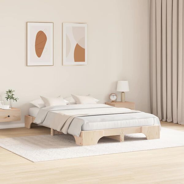 vidaXL Bedframe Naturel 120 x 190 cm Massief grenenhout