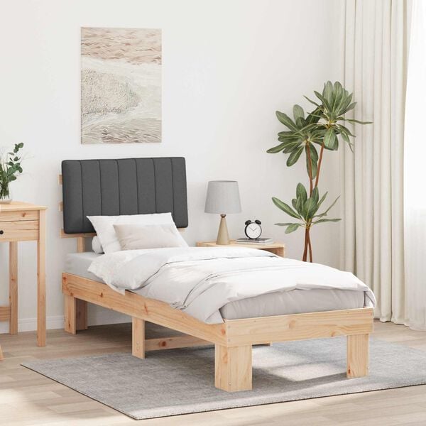 vidaXL Bedframe met Gevoerd Hoofdgedeelte Donkergrijs 75 x 190 cm