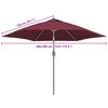 vidaXL Vervangingsdoek voor parasol 300 cm bordeauxrood