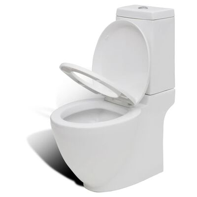 vidaXL Toilet- en bidetset staand keramiek wit