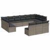 vidaXL 13-delige Loungeset met kussens poly rattan grijs