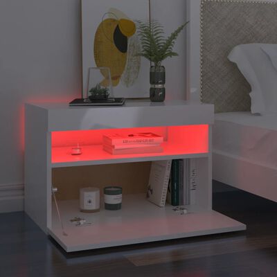 vidaXL Tv-meubel met LED-verlichting 60x35x40 cm hoogglans wit