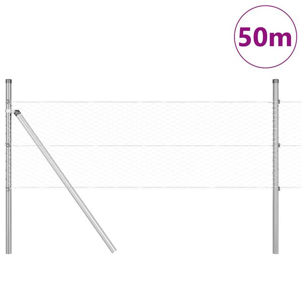 vidaXL Afrasteringspaal Zilver 50 x 0,8 m (25 mm gaas) Staal