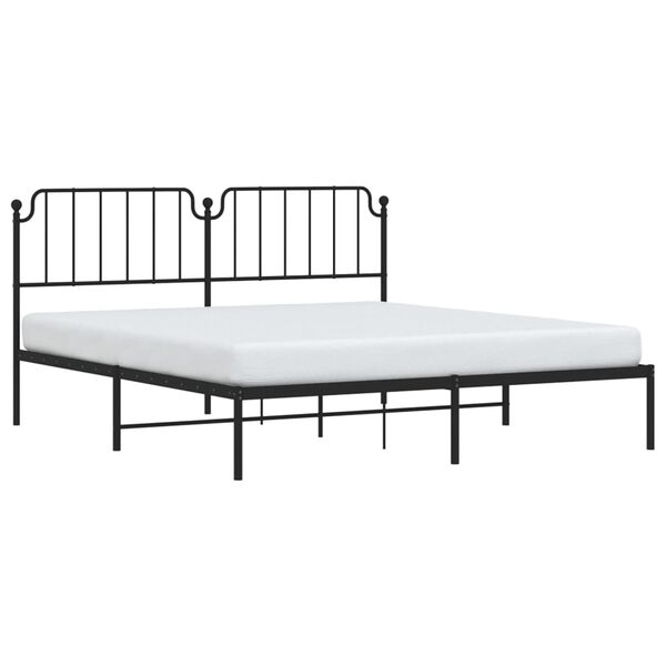 vidaXL Bedframe met hoofdbord metaal zwart 180x200 cm