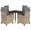 vidaXL 5-delige Tuinset met kussens poly rattan gemengd beige