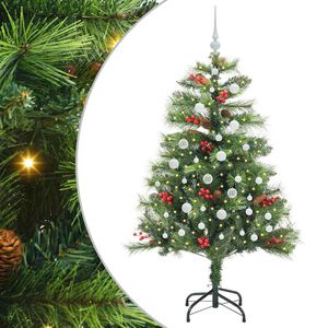 vidaXL Kunstkerstboom met LED -striplichten Groen 150 cm PVC en Metaal