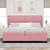 vidaXL Boxspringbed met matras met LED Roze 200 x 200 cm Fluweel