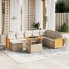 vidaXL 9-delige Loungeset met kussens poly rattan beige