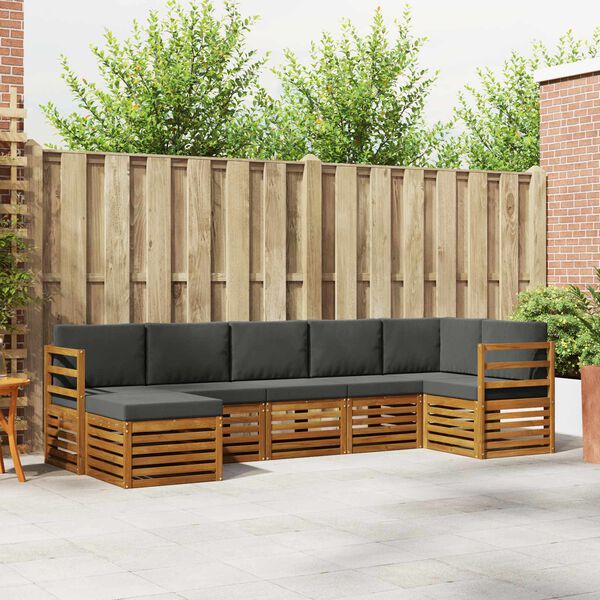 vidaXL Sofa-Sets 7 pcs Natuurlijk en Antraciet Massief Acaciahout