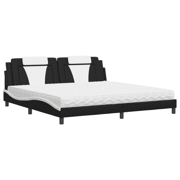 vidaXL Bed "Viana" met matras kunstleer zwart en wit 200x200 cm