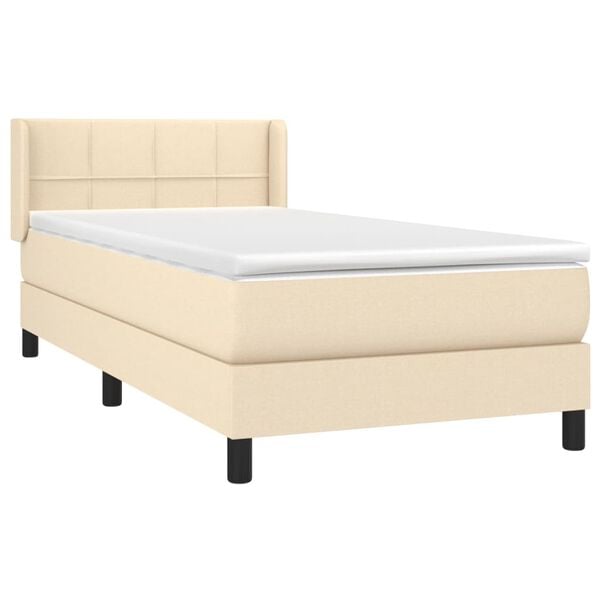 vidaXL Boxspring met matras stof cr&egrave;mekleurig 80x200 cm
