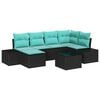 vidaXL Tuin Sofa Set 6 st Zwart en Turquoise poly rattan