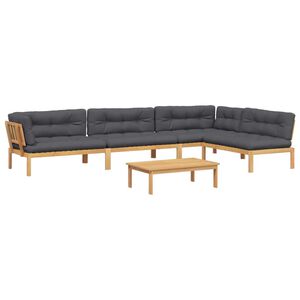 vidaXL 5-delige Loungeset pallet met kussens massief acaciahout