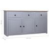 vidaXL Dressoir Panama Range 135x40x80 cm massief grenenhout grijs