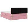 vidaXL Opbergbed met LED met matras Roze 140 x 200 cm Fluweel
