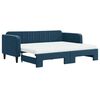 vidaXL Slaapbank onderschuifbed en matrassen 90x200 cm fluweel blauw
