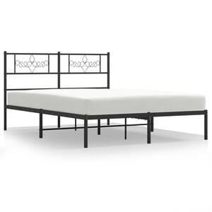 vidaXL Bedframe met hoofdbord metaal zwart 120x200 cm